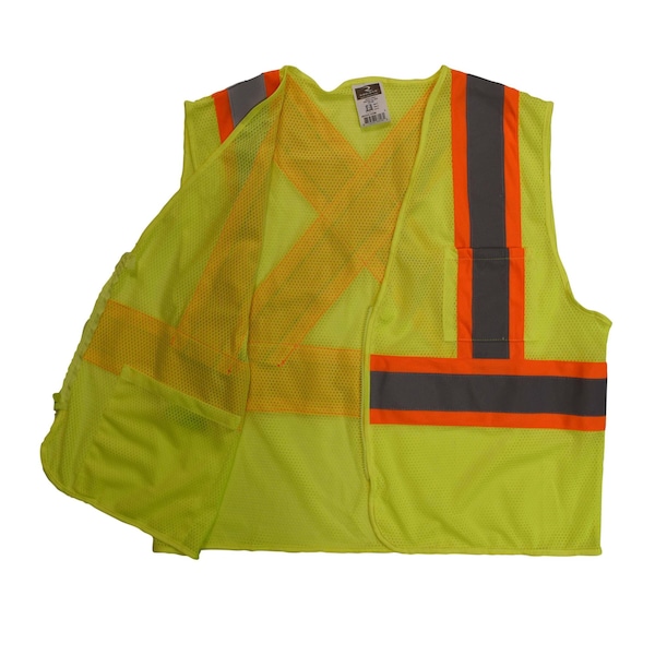 Radians Two-Tone Safety Vest Xl Class 2 X Back, , Zipper Closure 2 Pockets - SV22X-2ZGM-XL