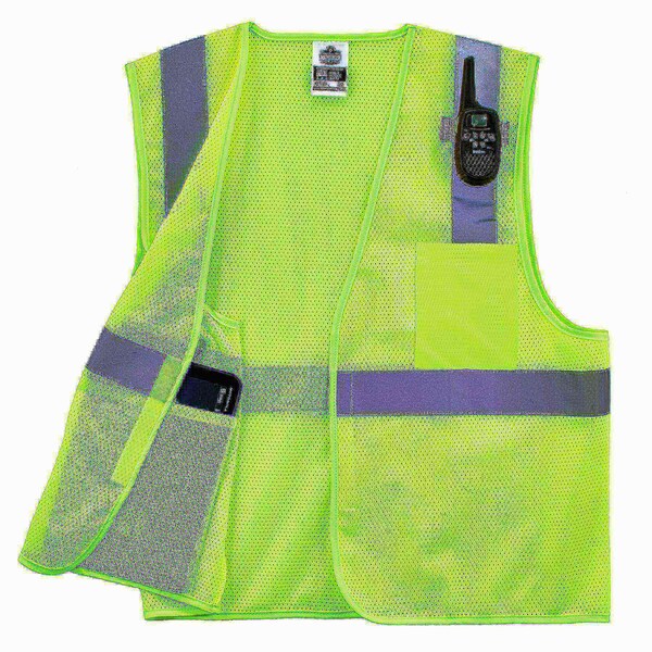Ergodyne Hi-Vis Safety Vest XL Class 2 , Hook & Loop 1 Mic Tab - 8210HL-S