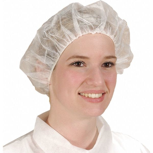 Genpro Bouffant, 24", Package Quantity 1000, Polypropylene, 24 in Dia., White, L, 1000 PK - BO-13824-B