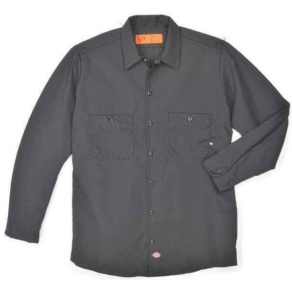 Dickies Men's Long Sleeve Industrial Work Shirt, Cotton/Polyester, Button Closure, Black - L535BK TL XL
