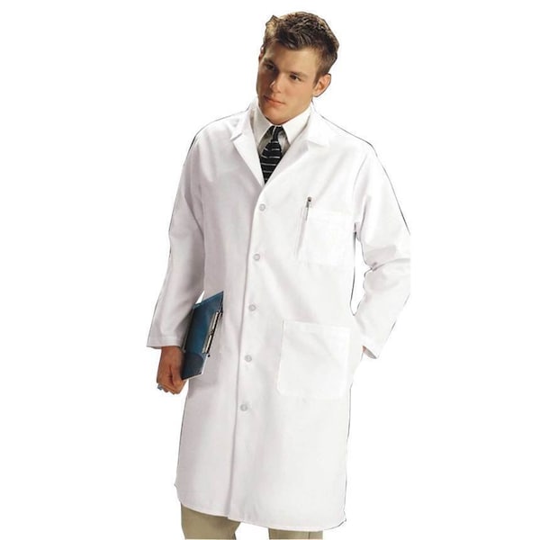 Medline Full Length Lab Coat, White, Size 54 - MDT14WHT54E