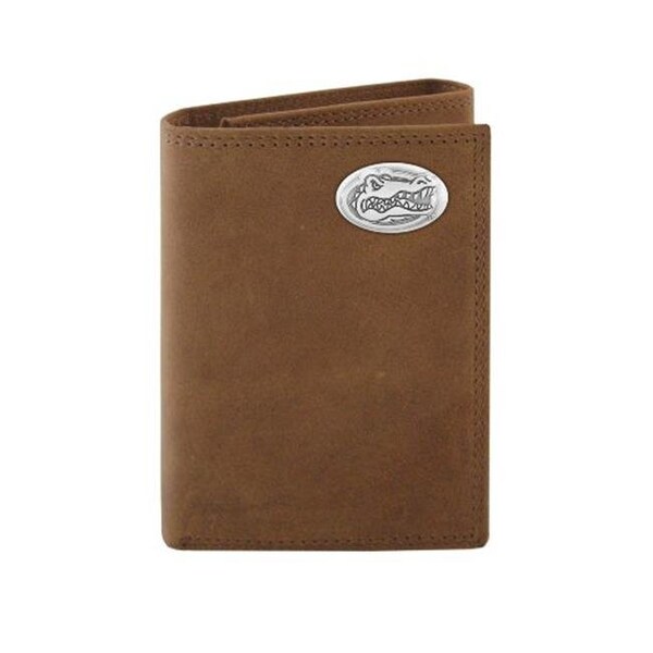 Zep-Pro Zep-Pro UFL-IWT2-CRZH-LBR Florida Gators Concho Emblem Crazyhorse Leather Tri-Fold Wallet - UFL-IWT2-CRZH-LBR