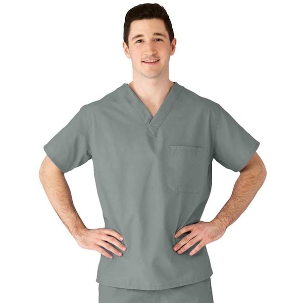 Medline AngelStat Unisex Scrub Top, Reversible, V Neck, 2 Pockets, Misty Green, 3XL - ASSMGXXXL-D