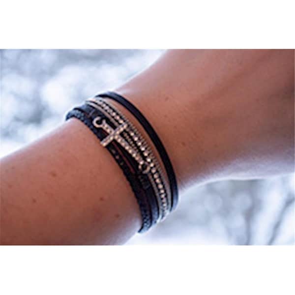 Joyas Bracelet - Sparkle Cross Eden Merry Magnetic, Black - JO3318349