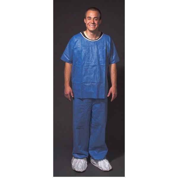 International Enviroguard Disposable Shirt, SM, Pullover Closure, Open Cuff, Blue, 3XL, 50 PK - FS2065B-3XL