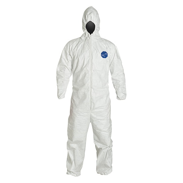 Dupont Disposable Coverall, Hooded, XL, Tyvek(R) 400, Zipper, Elastic Cuff, Elastic Ankle, Serged Seam - TY127SWHXL0025VP