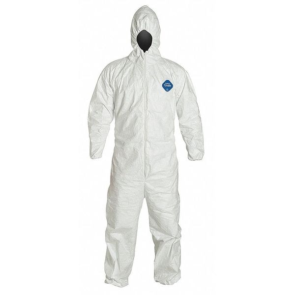 Dupont Disposable Coverall, Hooded, XL, Tyvek(R) 400, Zipper, Elastic Cuff, Elastic Ankle, Serged Seam - TY127SWHXL0025VP