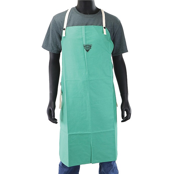 West Chester Protective Gear FR Welding Apron, Cotton, 36", Green Sateen - 7080/36