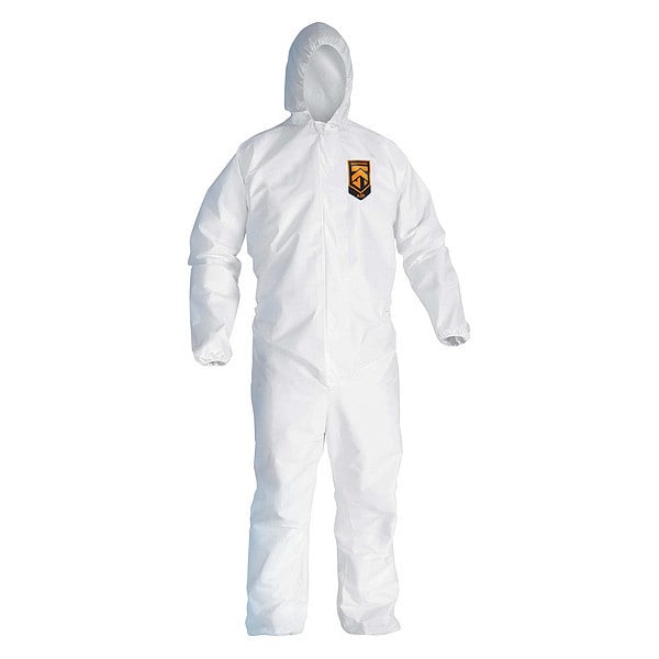 Kleenguard Disposable Coveralls, Hooded, 2XL, SMMMS, Zipper, Elastic Cuff, Elastic Ankle, Serged Seam, 24 PK - 49115