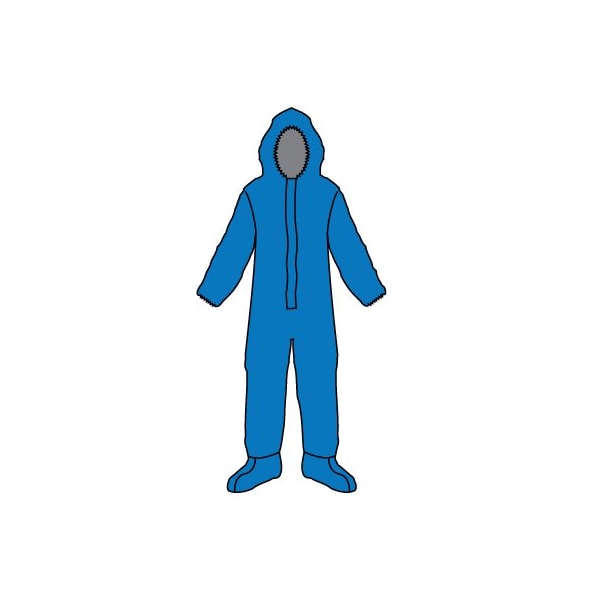 Kappler Zytron 100XP Hooded Coverall, LongNeck Respirator-Fit, Elastic Wrists, Boot Covers, Blue, 2X/3X, 12PK - Z1S414XP2X3X