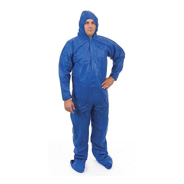 International Enviroguard Disposable Coverall, Hooded, 3XL, SMS, Zipper, Elastic Cuff, Attached Boots Ankle, Serged Seam - 2229B