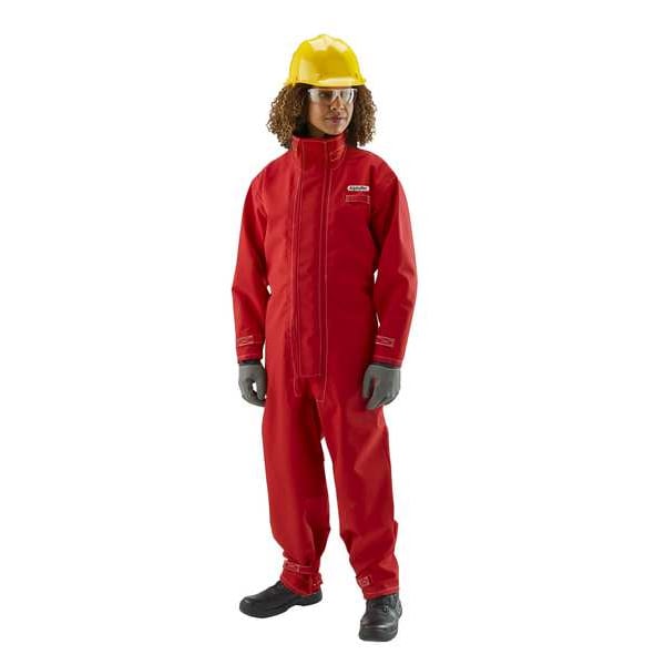 Ansell 6667x Coveralls, Polyester, 31 in Inseam, Red - 66-667