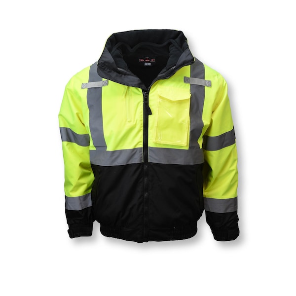 Radians Hi-Vis 3-in-1 Bomber Jacket, 100% Polyester Oxford, 300D, DWR Coated, Hi-Vis Green / Black, M - SJ210B-3ZGS-M