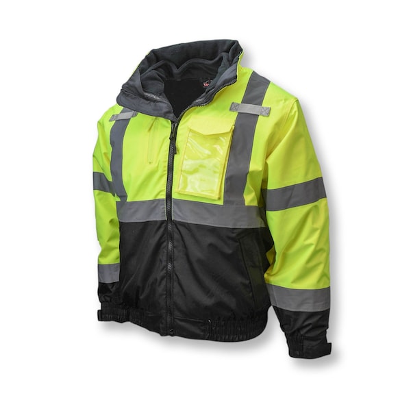 Radians Hi-Vis 3-in-1 Bomber Jacket, 100% Polyester Oxford, 300D, DWR Coated, Hi-Vis Green / Black, M - SJ210B-3ZGS-M