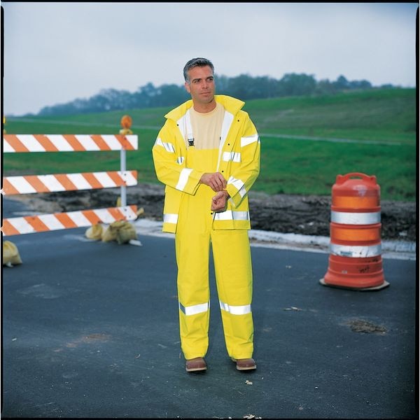 Tingley Flame Resistant Rain Jacket, PVC, Class 3 R, Green/Yellow, 2XL - J53122