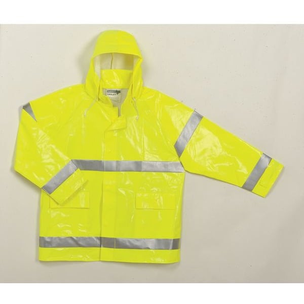 Tingley Flame Resistant Rain Jacket, PVC, Class 3 R, Green/Yellow, 2XL - J53122