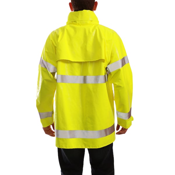 Tingley Flame Resistant Rain Jacket, PVC, Class 3 R, Green/Yellow, 2XL - J53122