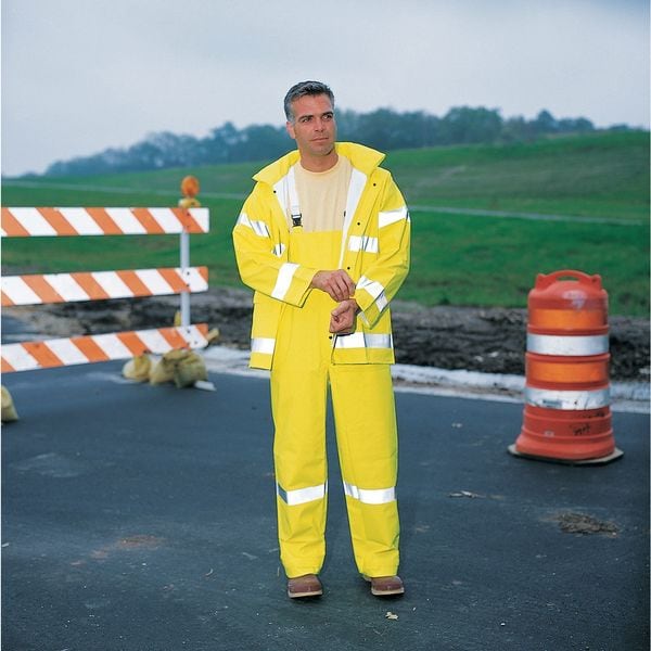 Tingley Flame Resistant Rain Jacket, PVC, Class 3 R, Green/Yellow, 2XL - J53122