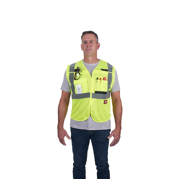 Milwaukee Tool Class 2 Breakaway High Visibility Yellow Mesh Safety Vest - Small/Medium - 48-73-5121