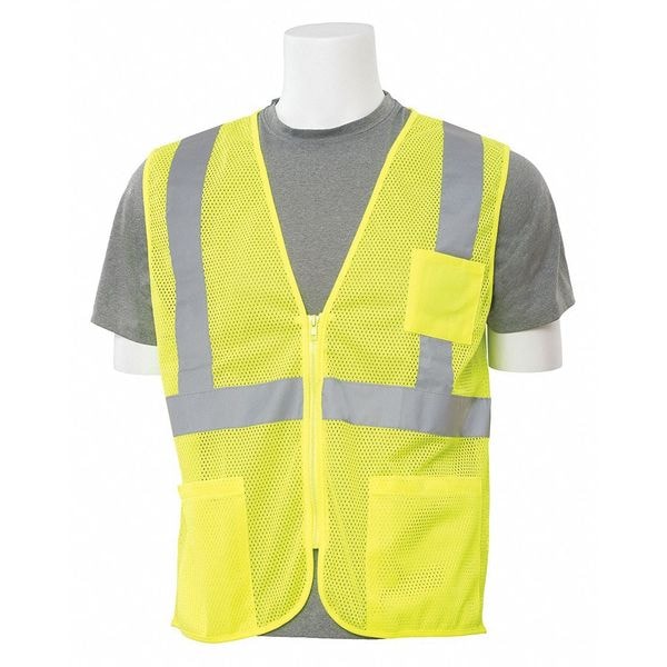 Deltaplus Safety Vest, Zippered, Hi-Viz, Lime, 6XL - 61654