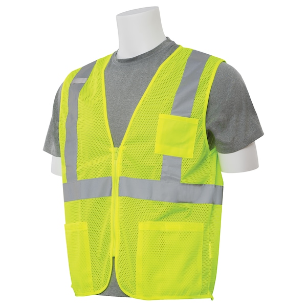 Deltaplus Safety Vest, Zippered, Hi-Viz, Lime, 6XL - 61654