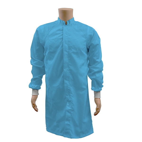 Transforming Technologies ESD Cleanroom Frock, Light Blue, L - JLM6204LB