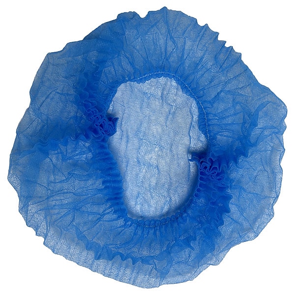 Condor Bouffant Cap, Polypropylene, 19 in Dia., Blue, 1000 PK - 819RZ7