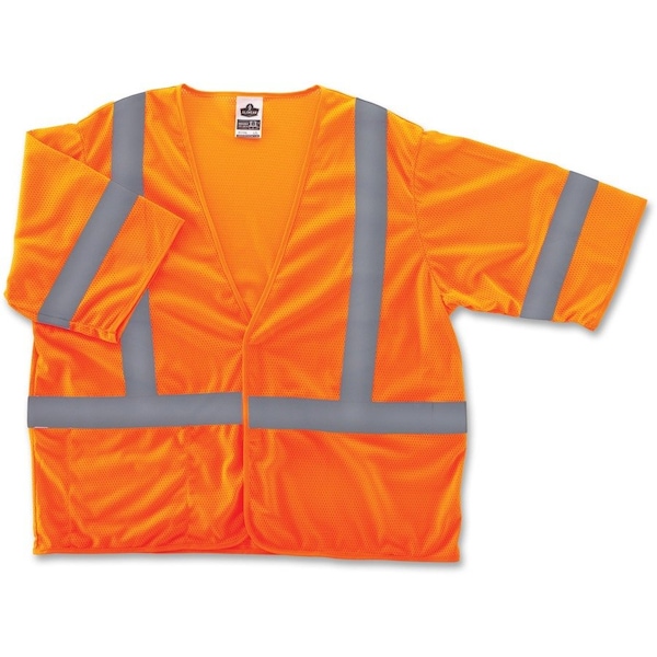 Ergodyne Safety Vest, Economy, Type R, Class 3, Hook/Loop, L/XL, Orange - EGO22015