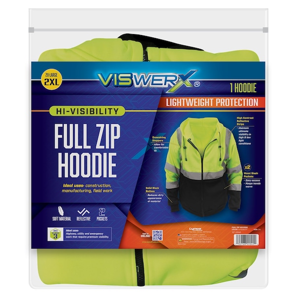 Viswerx Hi-Vis Full Zip Hoodie - ANSI CL2 2XL - 127-22045