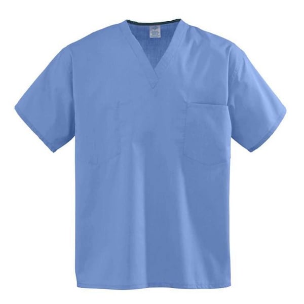 Medline Encore Unisex Scrub Top, 2 Pockets, Ciel Blue, Color-Coding, XS - 710PTHXS-CM