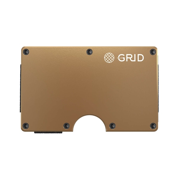 Grid Wallet Gold Aluminum Wallet with Money Clip - ALUGLD-CLIP