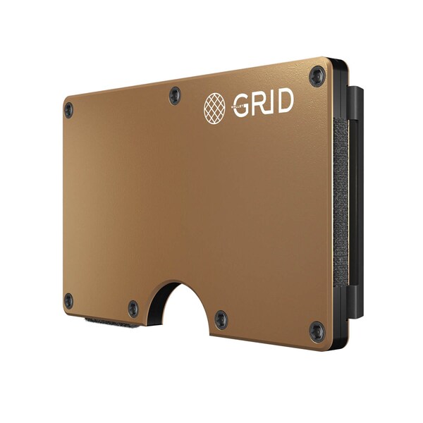Grid Wallet Gold Aluminum Wallet with Money Clip - ALUGLD-CLIP