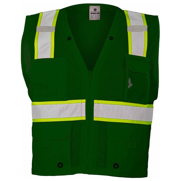 Kishigo 2X-3X Green Enhanced Visibility Multi Pocket Vest - B104-2X-3X