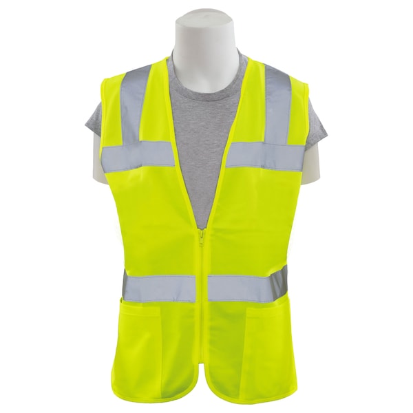 Deltaplus Safety Vest, Womens Fit, Mesh, Class 2, S720, Hi-Viz Lime, MD - 61916