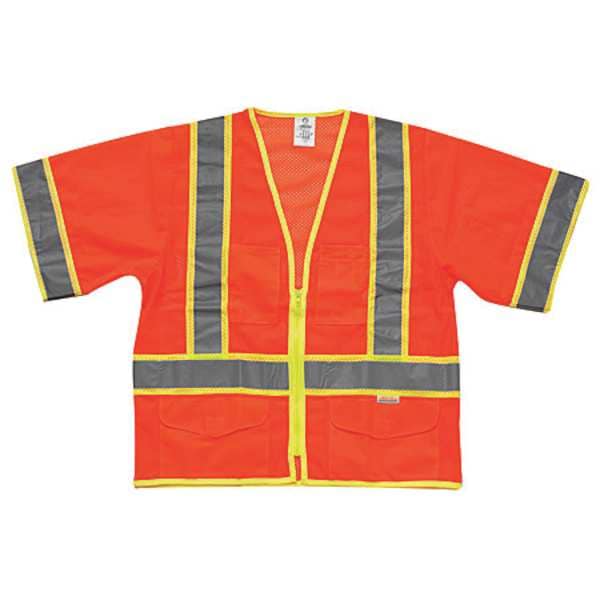 Kishigo 3XL Class 3 High Visibility Vest, Orange - 1243-3X