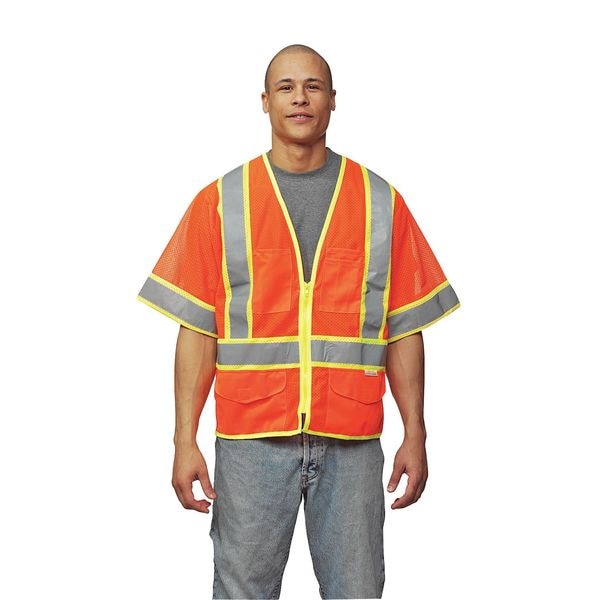 Kishigo 3XL Class 3 High Visibility Vest, Orange - 1243-3X