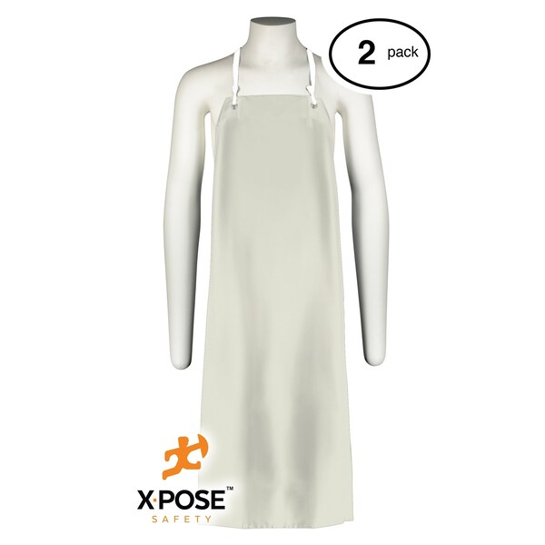 Xpose Safety White Heavy Duty Vinyl Waterproof Apron, 2PK - AG150-2-S