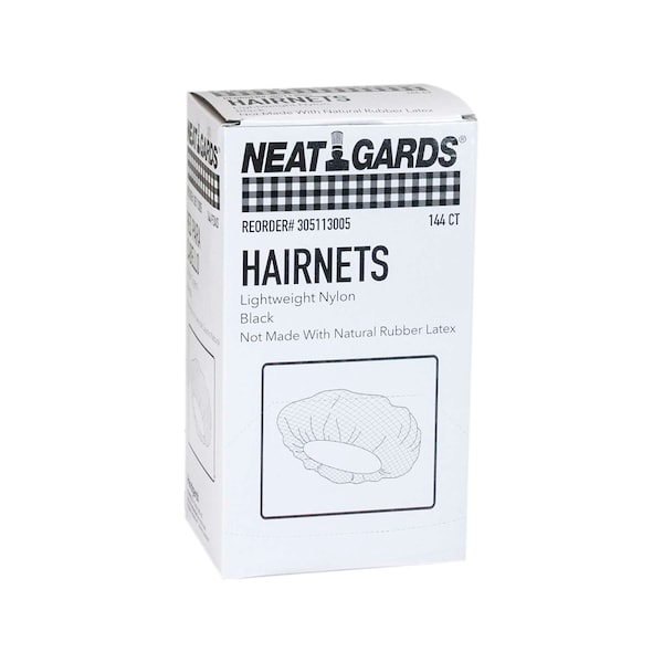 Neatgards Handgards Nylon Black Large Light Weight Hairnet, PK1440 - 305113005