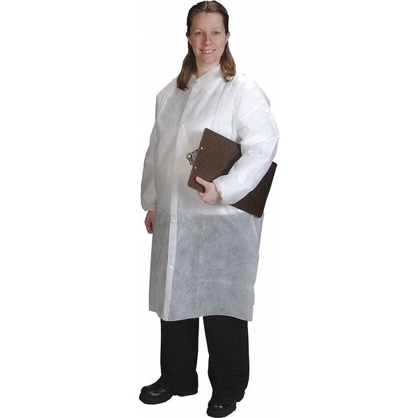 Genpro Lab Coat, Disposable, Snaps, XL, Package Quantity 25, GenPro, White, 25 PK - LC-12421-4