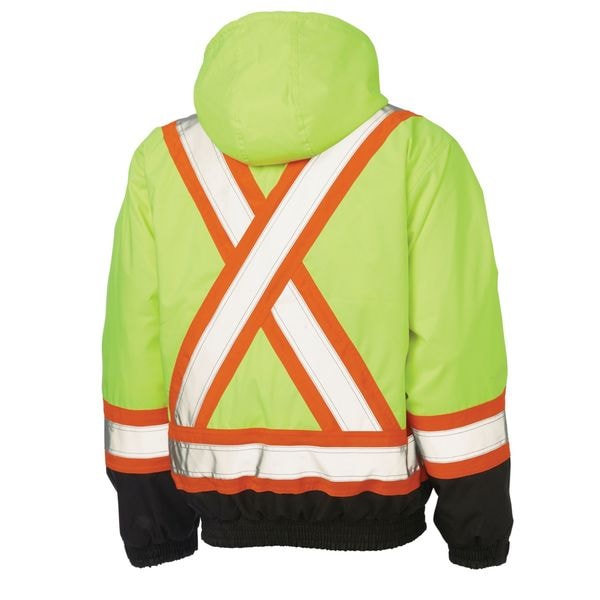 Tough Duck Hi-Vis 3-in-1 Safety Bomber Jacket, 300D Poly Oxford with PU Coating, Class 3 Type R, L - S41311