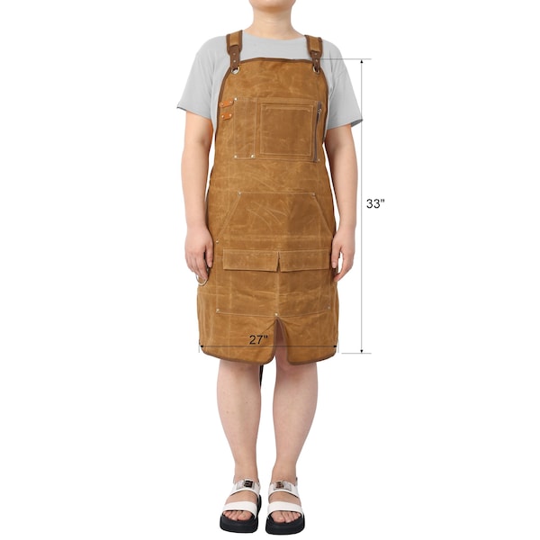 Edendirect Heavy Duty Waxed Canvas Tool Apron, Fit Men and Women, 18oz Water-Resistant - IR-W465P181589