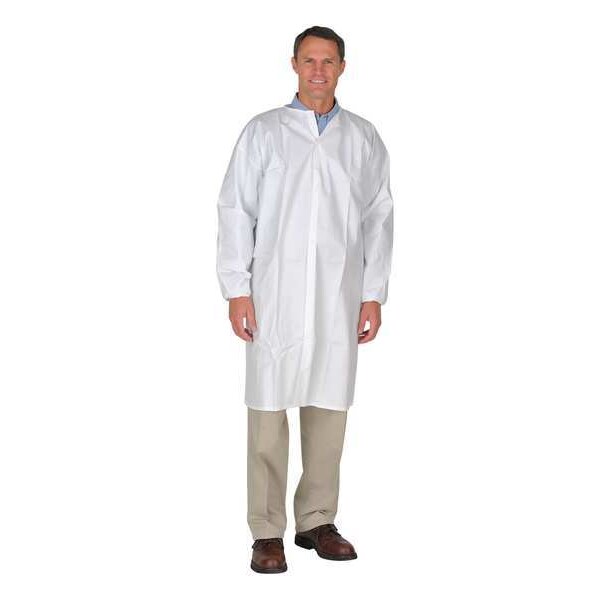 International Enviroguard Disposable Frock, Microporous Fabric, Snaps Closure, White, 2XL, 50 PK - CE8046CI-2XL