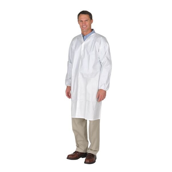 International Enviroguard Disposable Frock, Microporous Fabric, Snaps Closure, White, 2XL, 50 PK - CE8046CI-2XL