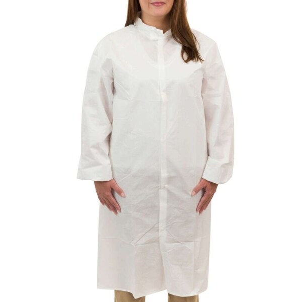International Enviroguard Disposable Frock, Microporous Fabric, Snaps Closure, White, 2XL, 50 PK - CE8046CI-2XL