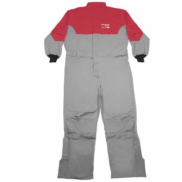 Salisbury Coverall, 10.1 oz/sq yd Fabric Weight, Gray/Red, 4XL - ACCA12RG4X