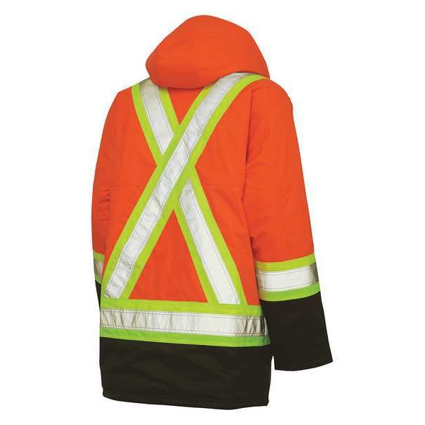 Tough Duck Hi-Vis Safety Parka, 300D Poly Oxford with PU Coating, Class 3 Type R, Orange, 2XL - S17621