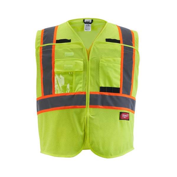 Milwaukee Tool Class 2 CSA Compliant Breakaway High Visibility Yellow Mesh Safety Vest - 2X-Large/3X-Large - 48-73-5173
