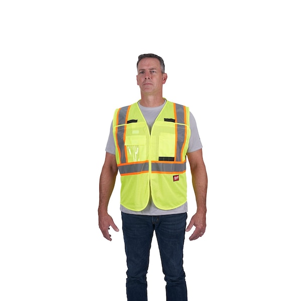 Milwaukee Tool Class 2 CSA Compliant Breakaway High Visibility Yellow Mesh Safety Vest - 2X-Large/3X-Large - 48-73-5173