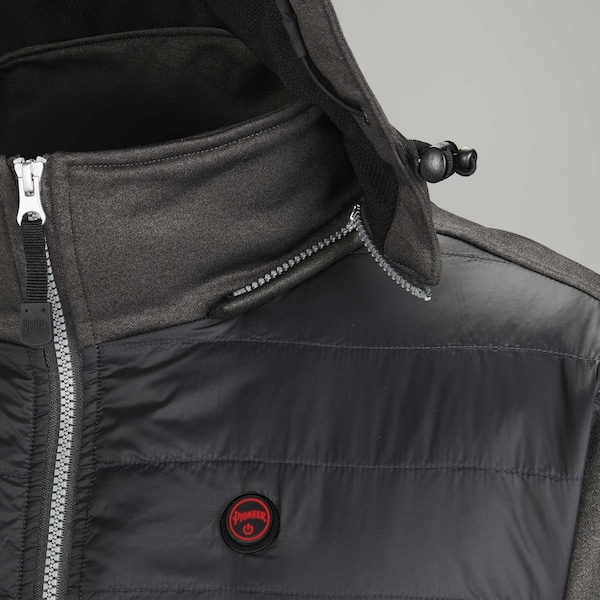 Pioneer Heated Fleece Hoodie Jacket w/ Detachable Hood, Charcoal, 5XL - V3210440U-5XL