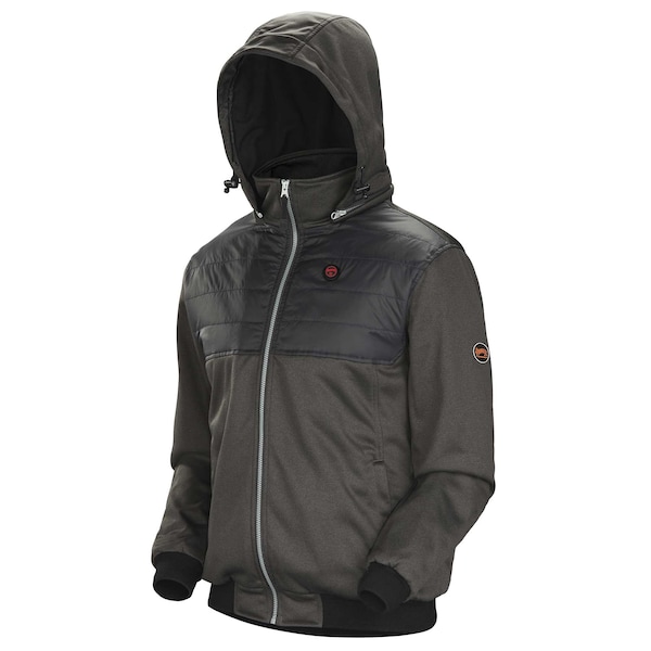 Pioneer Heated Fleece Hoodie Jacket w/ Detachable Hood, Charcoal, 5XL - V3210440U-5XL